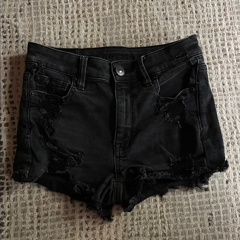American Eagle Outfitters Black Distressed Jean Shorts